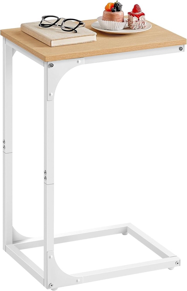 C-Shaped End Table Small Side Table Couch Sofa Table W/ Metal Frame Living Room