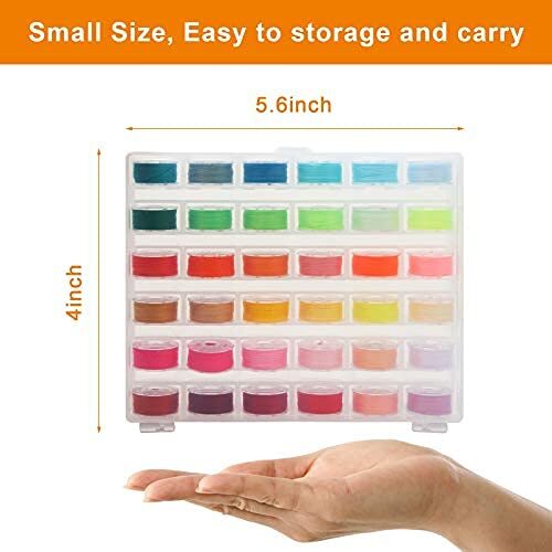 72 Pcs Prewound Thread Bobbins with Bobbin Box for Sewing Machine Embroidery
