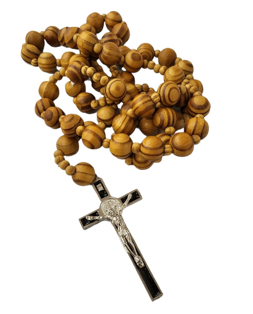 Giant Big Beads Rosario de Madera Wood Chain Jesus Cross XL Large 37" Rosary