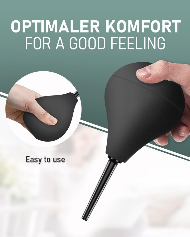 224ML Douche Enema kit Silicone, Reusable for Constipation Black