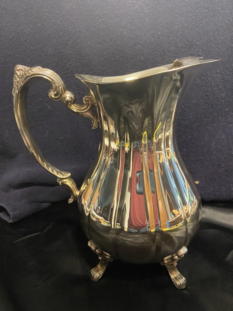 Vintage 80s Sheffield Silver Co Footed Water Pitcher Holloware S8506 9" Tall