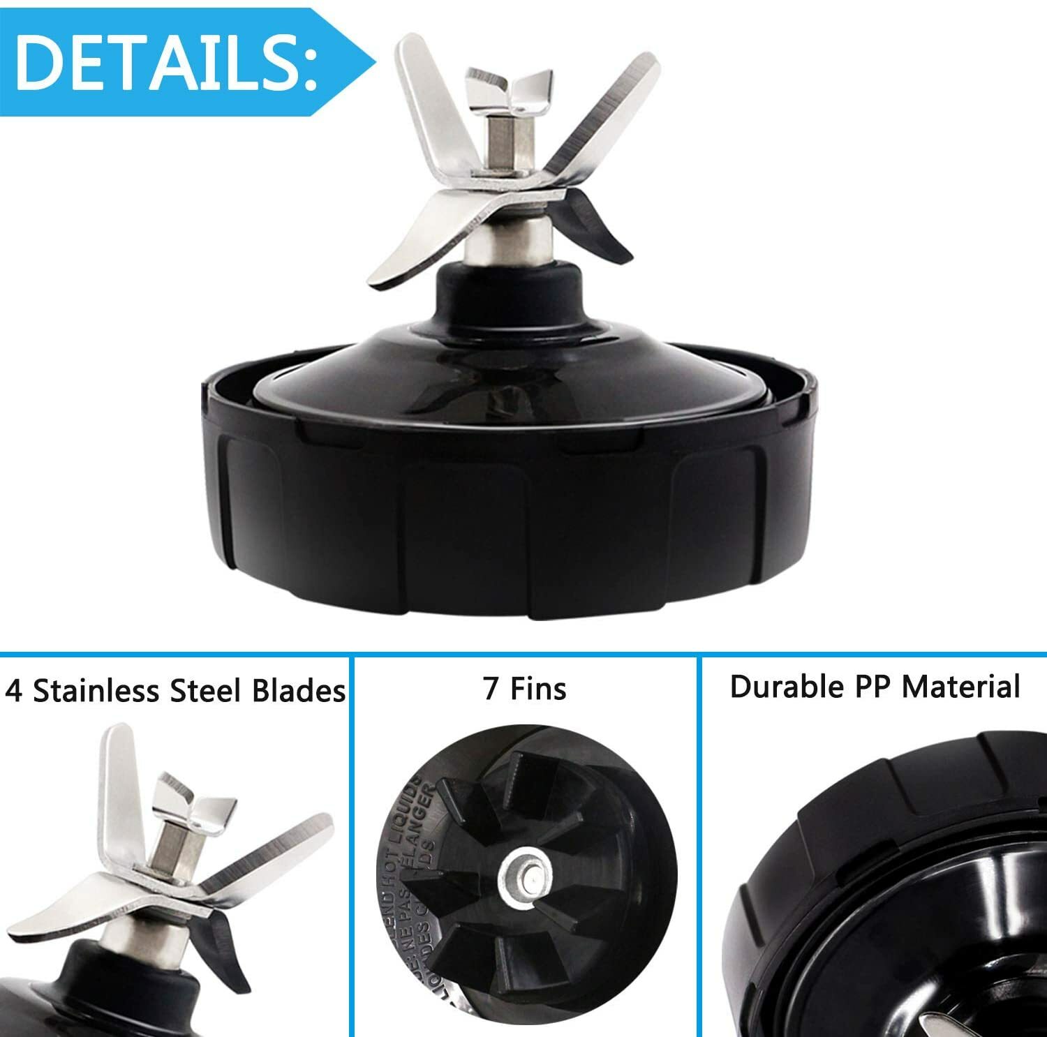 Replacement Extractor Blade For Nutri Ninja 7Fin Auto iQ BL480 BL482 BL640 BL642