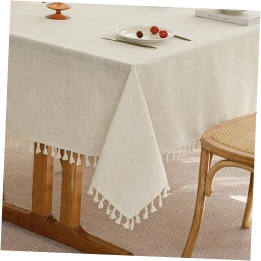Beige Cream Tablecloth for Rectangle Table 86" x 55" (Rectangular) Linen