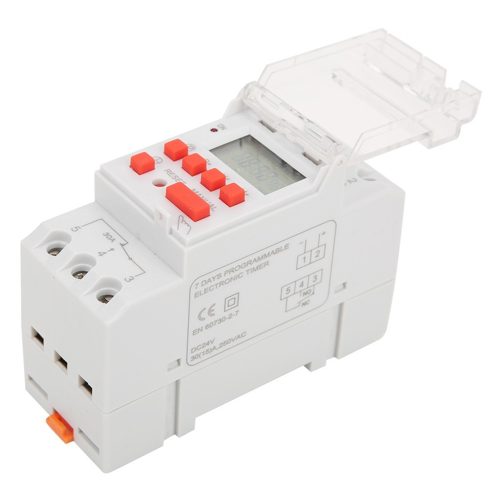 DC24V 30A Weekly 12/24hrs Timer Switch On Off Control Programmable Time Relay
