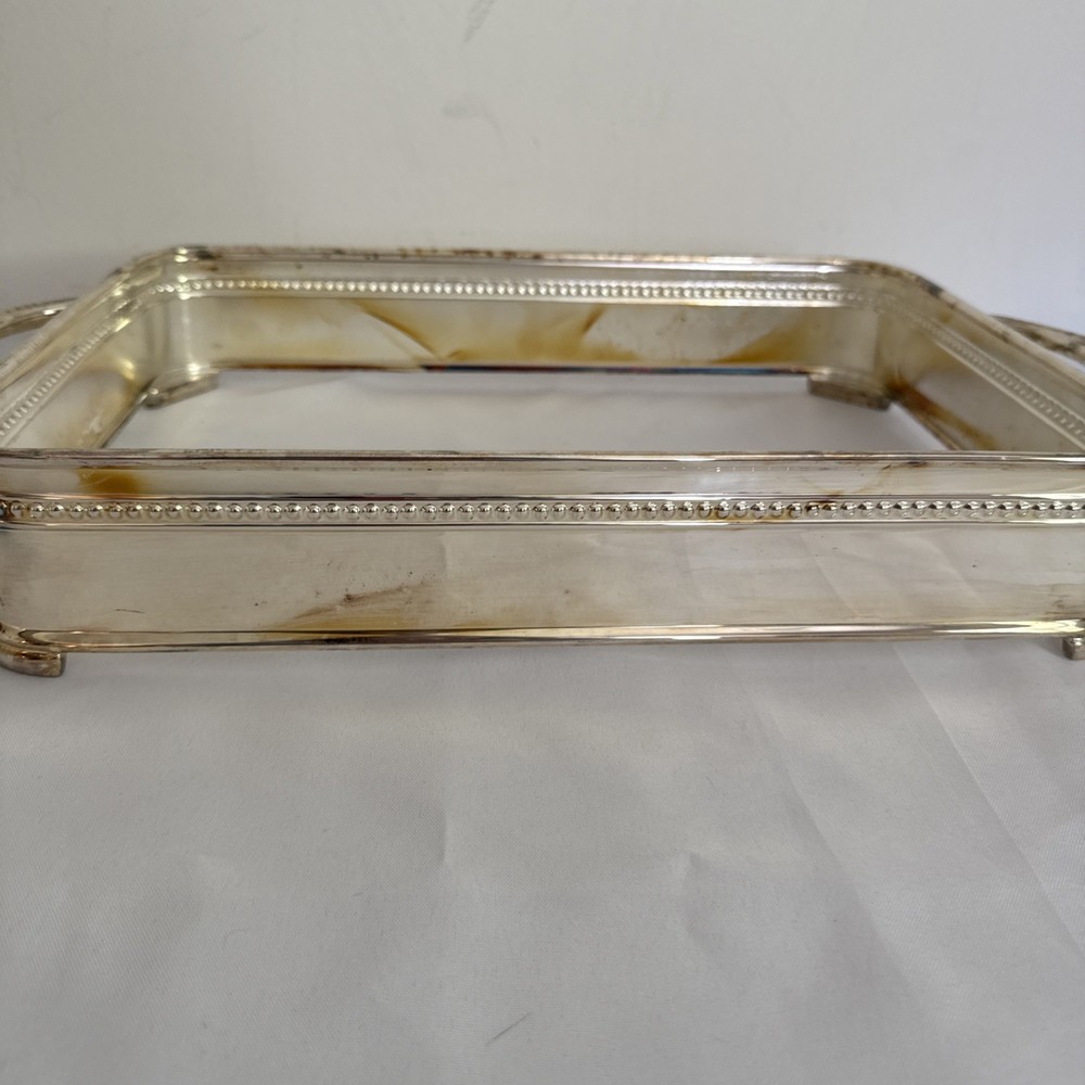 Reed & Barton Silver Plate MH504 Rectangular Baking Dish Stand Approx 14" by 10"