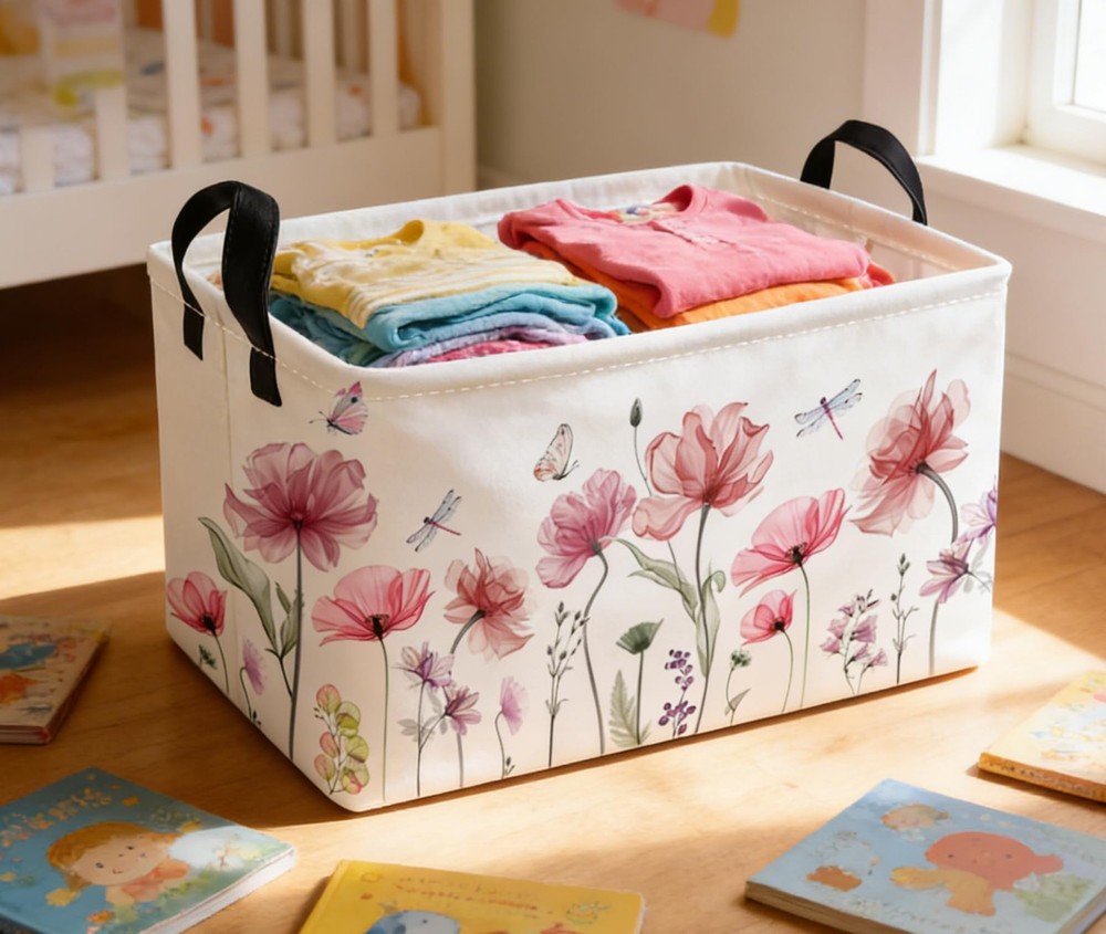 Essme Rectangular Flower Basket,Girls Baskets Empty with Handles,Cute Baskets...