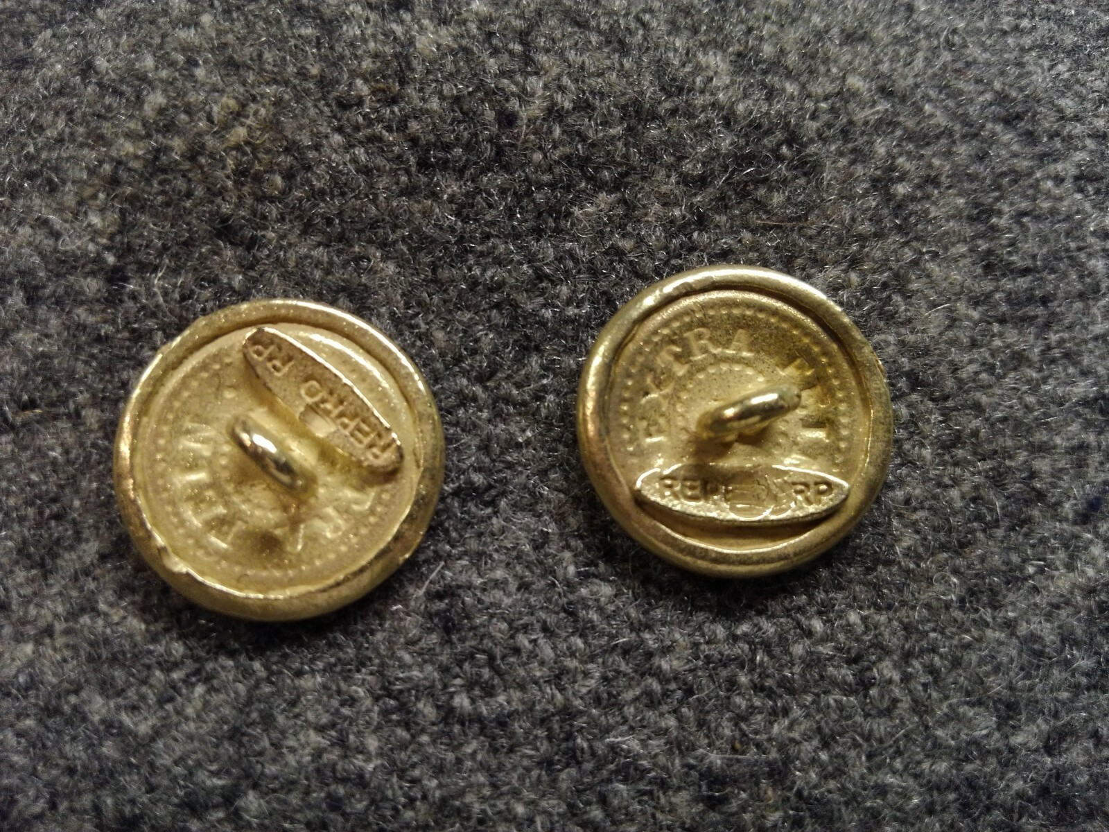 WWI German Bavarian Buttons brass finish, unpainted 18MM Lion buttons 1 pair