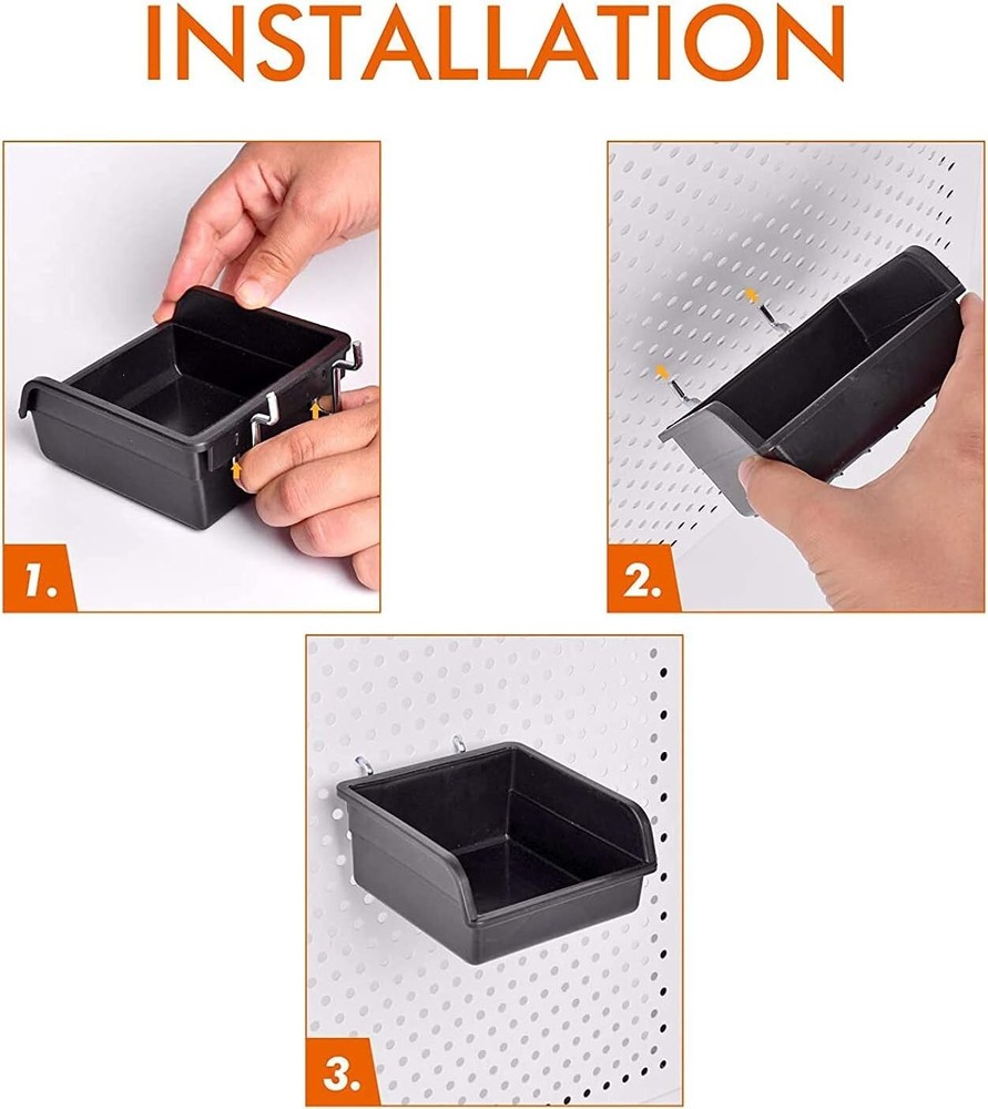 Space-Saving Pegboard Bins with Adjustable Hooks - Perfect for Workshops