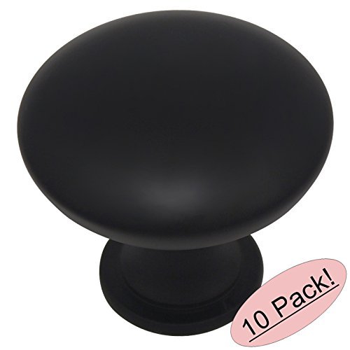 *10 Pack* Cosmas Flat/Matte Black Traditional Solid Round Cabinet Knobs #5305FB