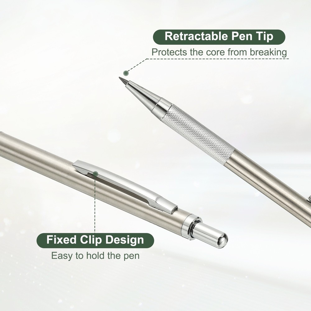 2Pcs Mechanical Pencil 2mm for Drawing, Silver
