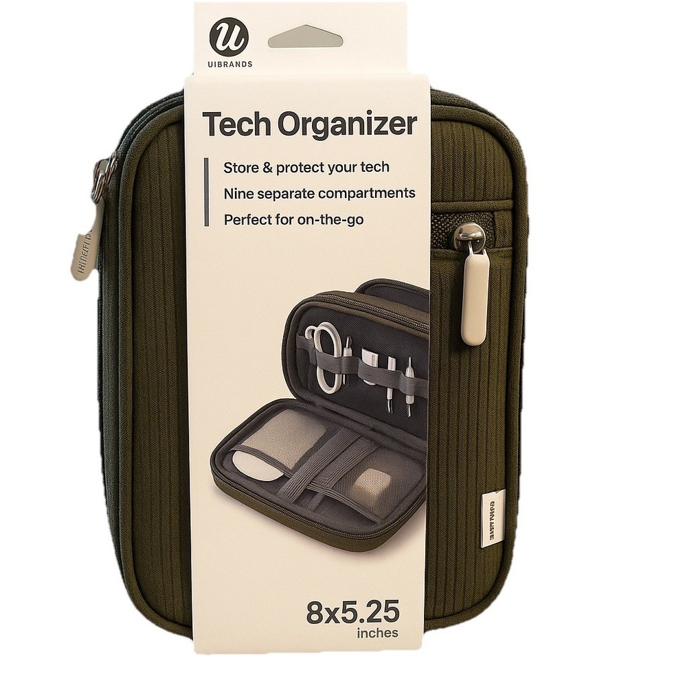 U BRANDS Tech Organizer . Store & Protect Your Tech Nine Separate Compartments