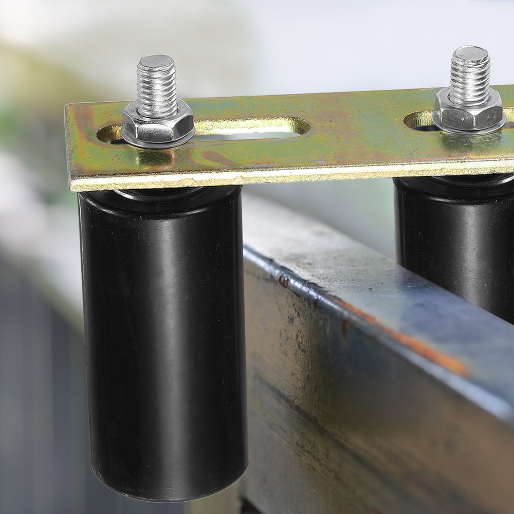 2Pcs Slide Gate Guide Roller 2" Nylon Gate Support Rollers with Bracket, Black