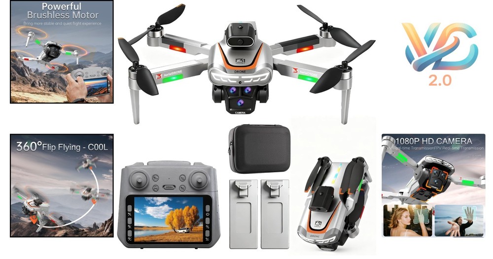 4K Drone with LCD Screen Controller Foldable Obstacle Avoidance