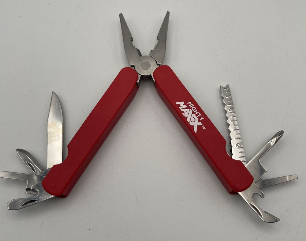 Mighty Maxx Pliers Multi Function Pocket Knife Tool -Red-