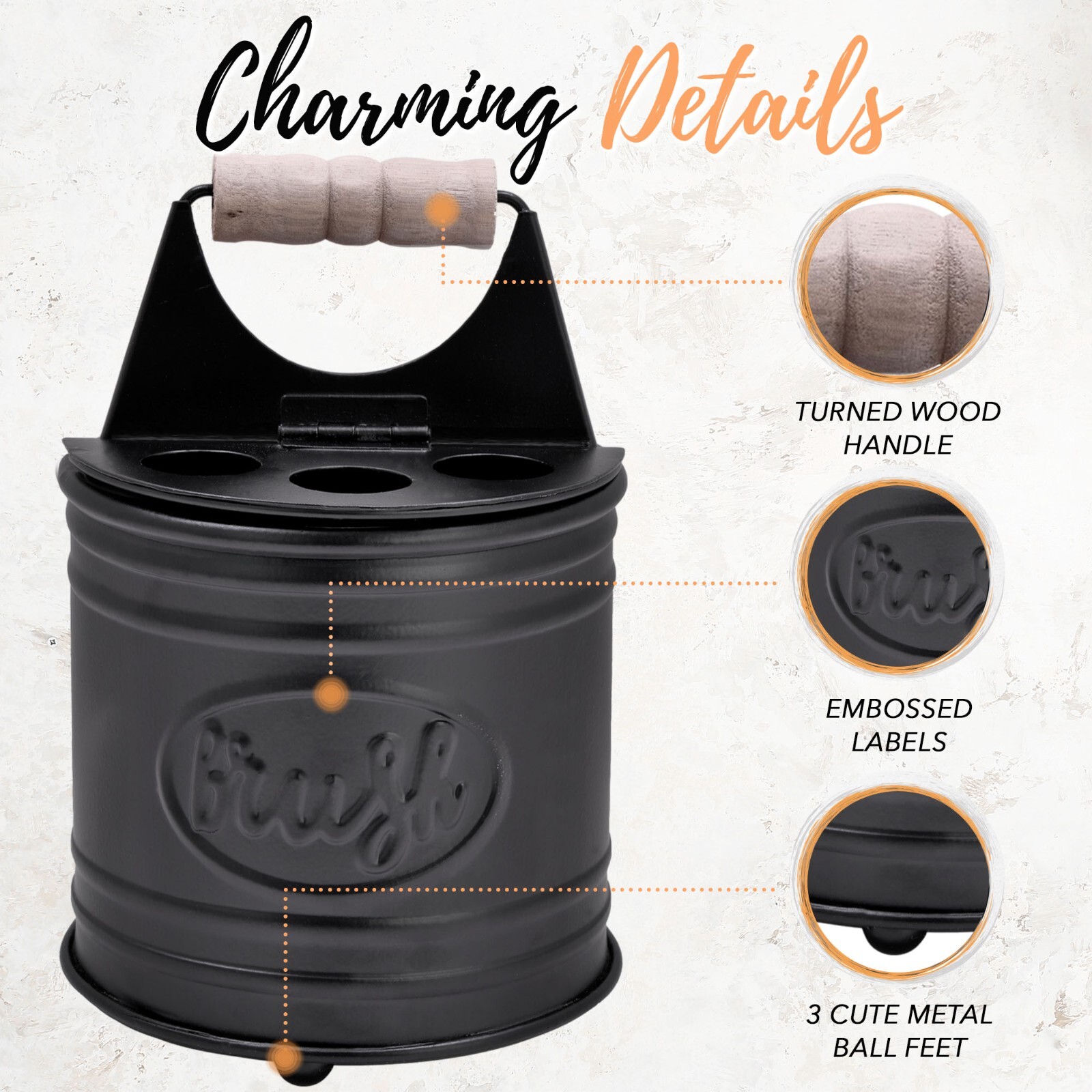 Autumn Alley Black Farmhouse Toothbrush Holders for Bathrooms, Rustic accessory