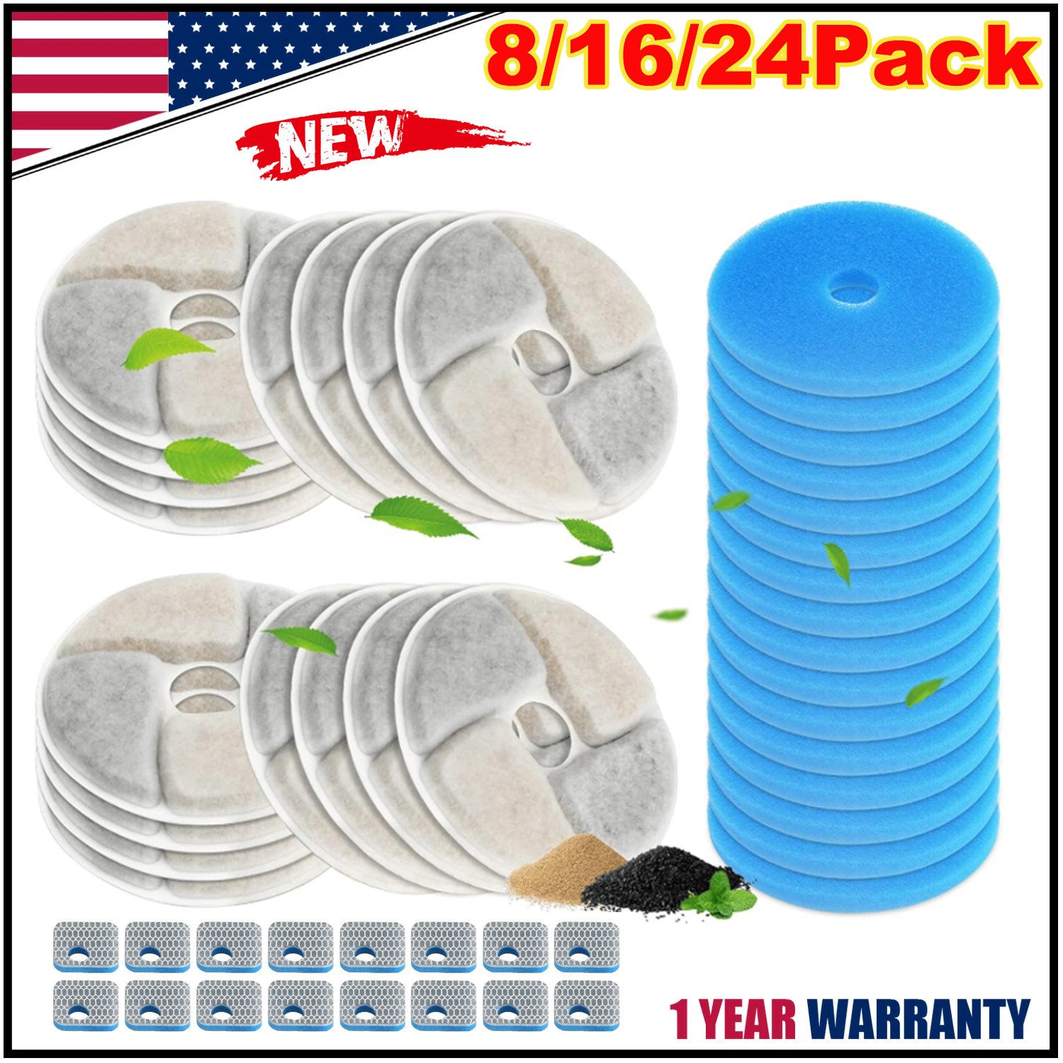 8x Pet Water Fountain Replacement Filters for Cat Dog Drinking Flower USA