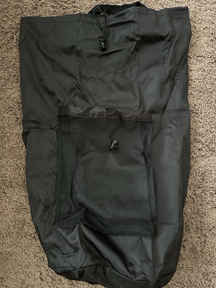 Large Black Polyester Laundry Bag Backpack with Drawstring, Straps X004AB6FPP