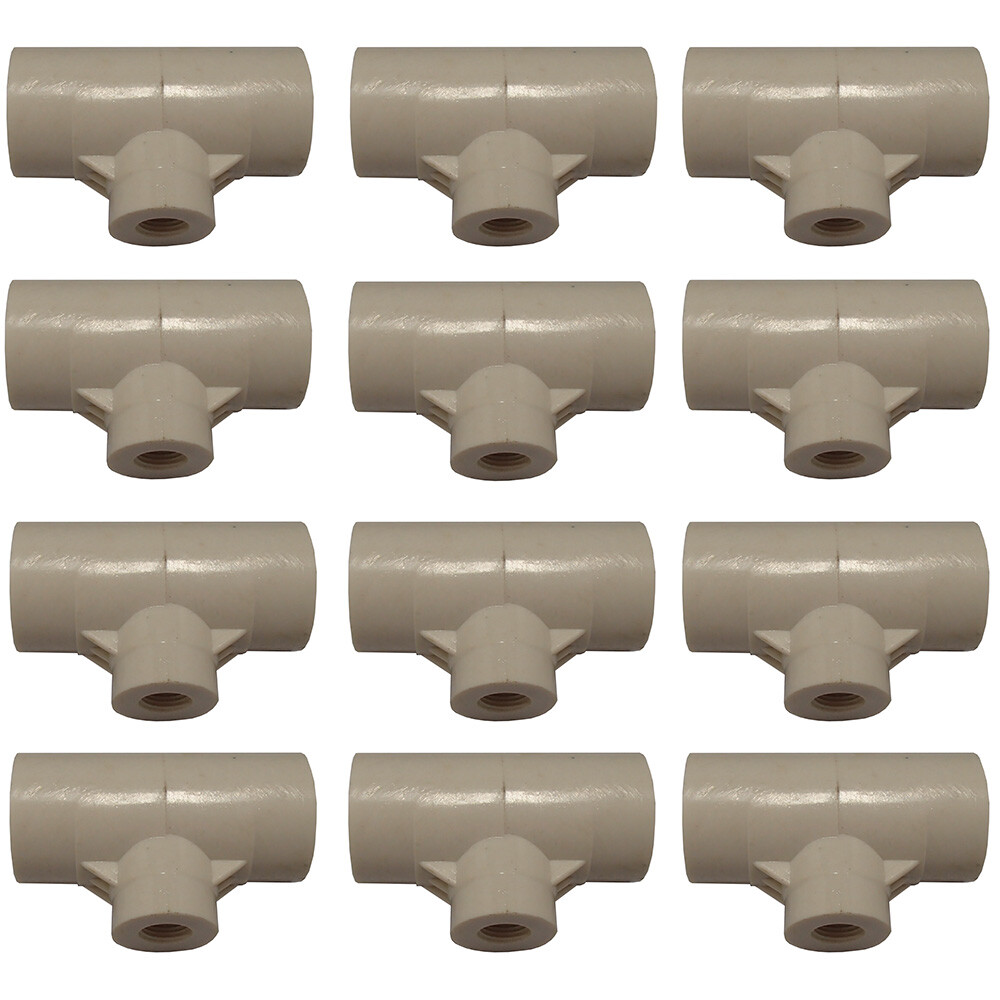 (12-Pack) PVC Tee Fitting 1/2" Reducing Threaded Poultry Bird Water Drinker Cup