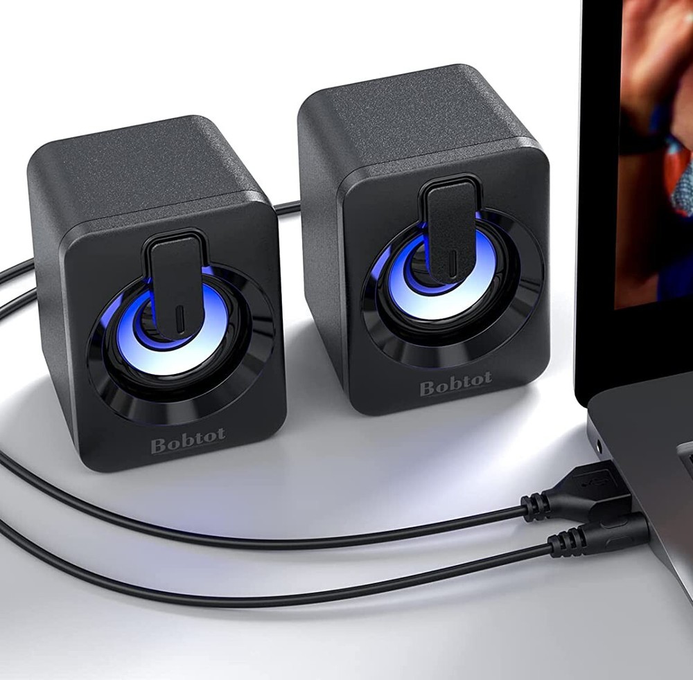 Mini Bluetooth Computer Speaker USB Powered Portable Stereo Audi with RGB Lights