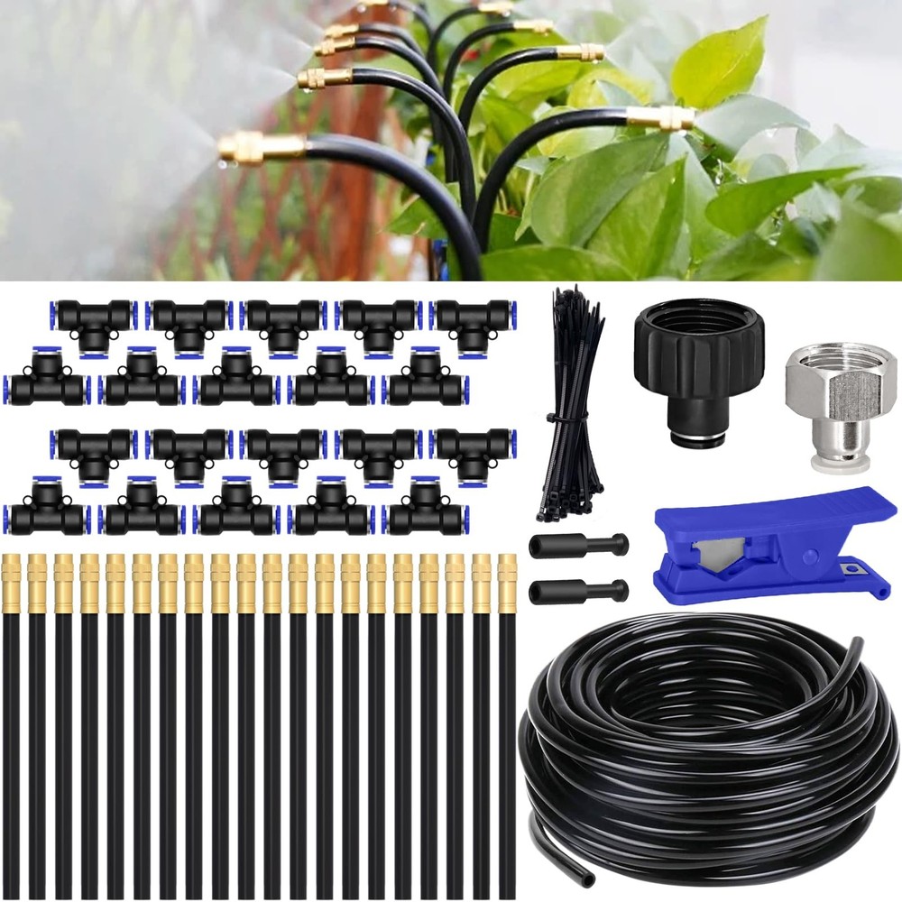 65.6FT/20M Drip Irrigation System, 360° Bendable Irrigation System for Garden...