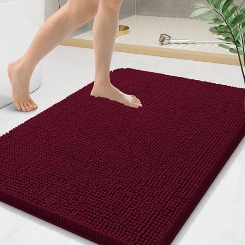 Bathroom Rugs 36x24, Extra Soft Absorbent 36" x 24" Rectangular Burgundy