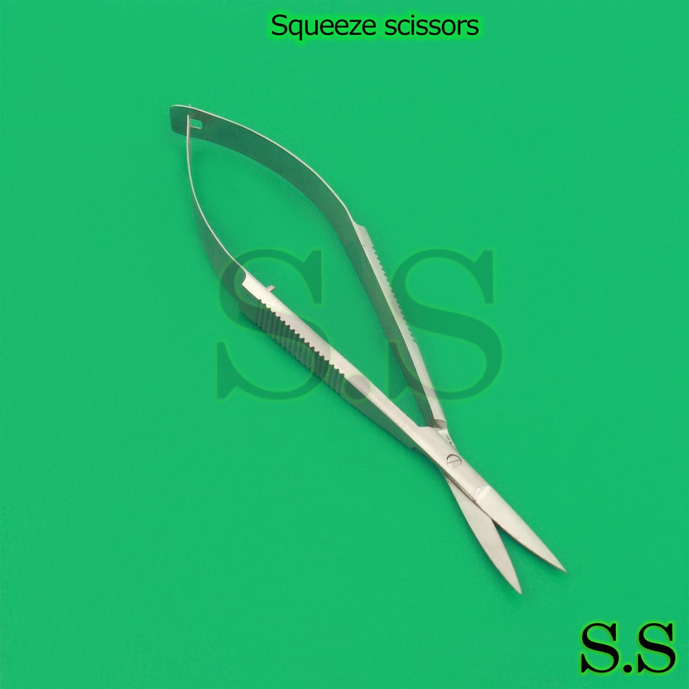 4" spring SQUEEZE scissors CURVED & Straight embroidery beading