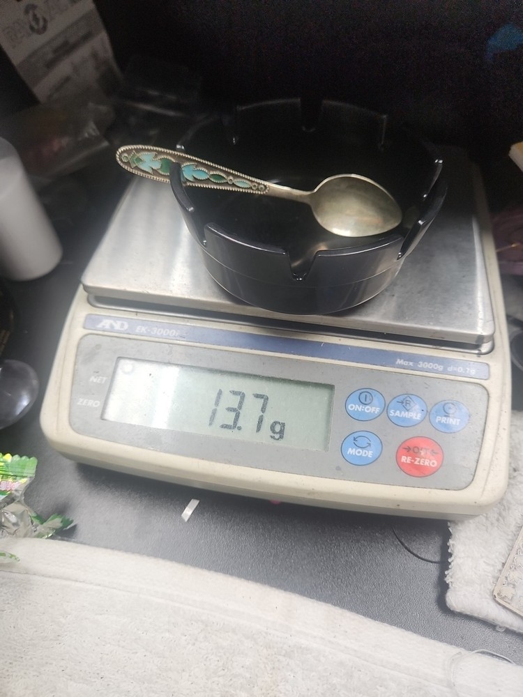 Antique Russian Enamel Silver Spoon with Soviet Hallmarks 875