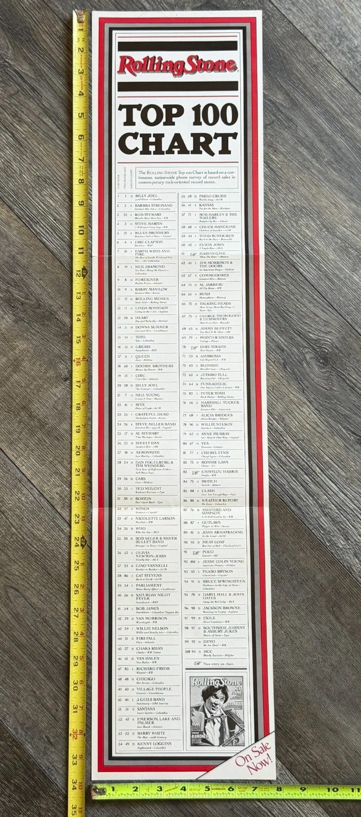 Neil Young Vintage Poster ROLLING STONE Top 100 Feb 1979 Promo Classic Rock Pop