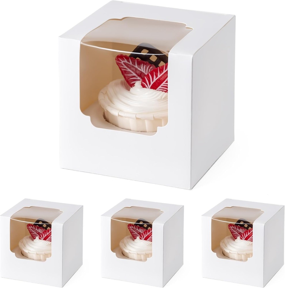 Stackable 25 Pack Cupcake Boxes with Windows – Perfect for Parties and Gifting