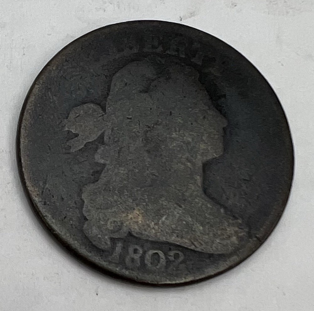 1802 Draped Bust Large Cent With Stems 1c Copper Coin
