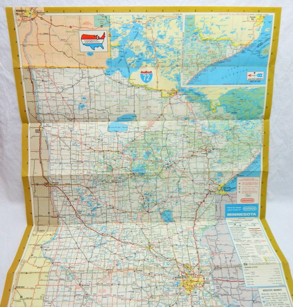 Conoco Minnesota 1972 Road Map