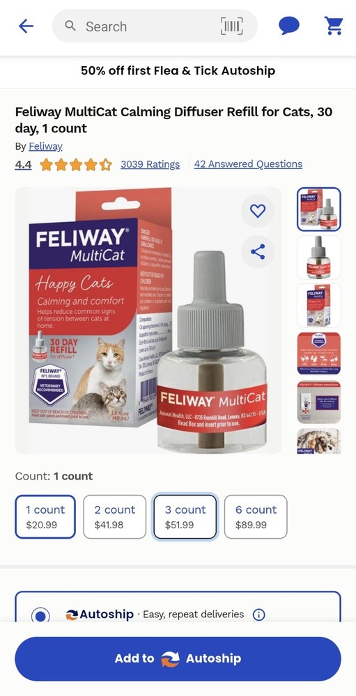 Feliway Multicat Plug-in Refill 3-pack New