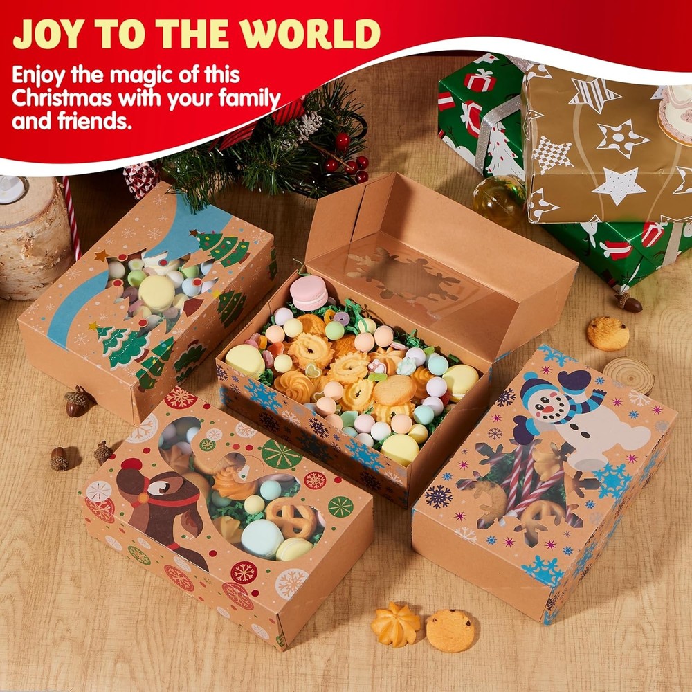 Christmas Cookie Boxes 12-Pack With Window 8.75"x5.75"