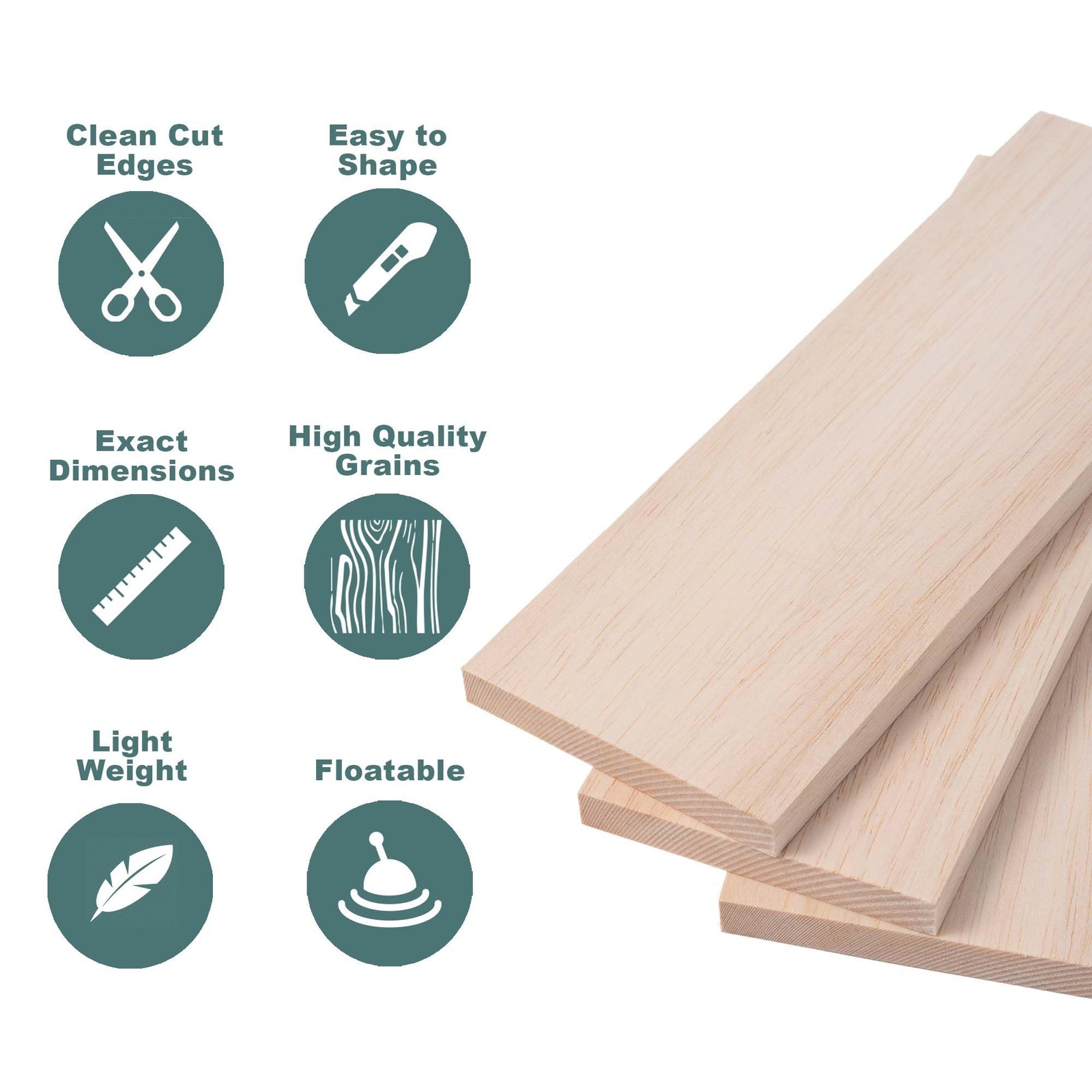 Balsa Wood Sheets 1/2" Inch Thick 12" x 4" Unfinished Wooden Light Brown