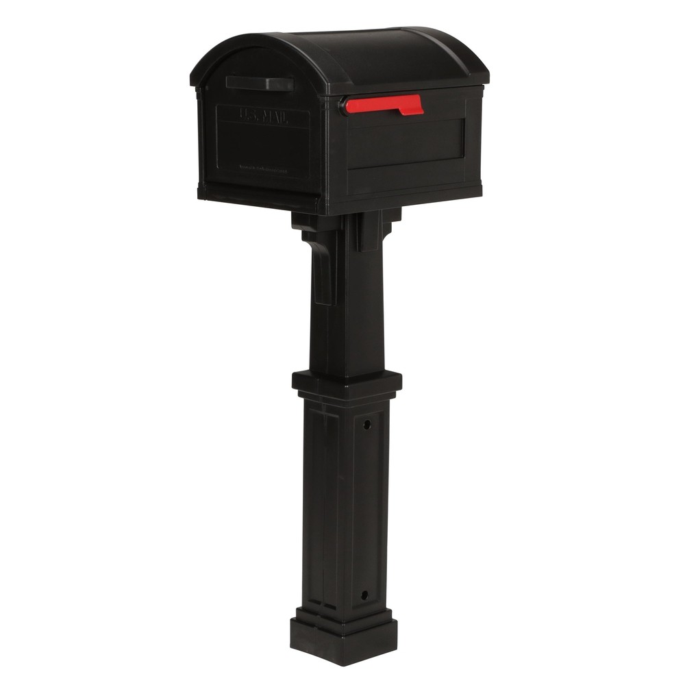 Extra Large Black Mailbox with Post Sleeve for Multiple Packages Durable USA ...