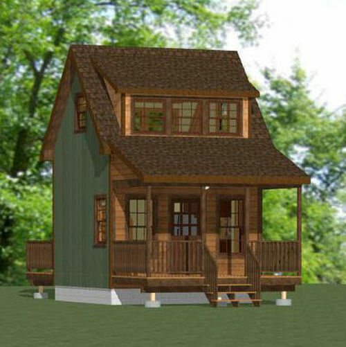 14x14 Tiny House -- 343 sq ft -- PDF FloorPlan -- Model 3A