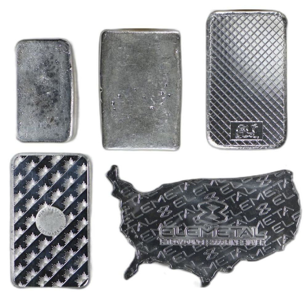 5 oz Silver Bar (Varied Condition, Any Mint)