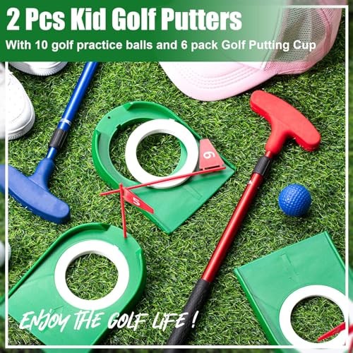 Mini Golf Putting Set Include 2 Golf Putter Adjustable Length 2 Way for Right