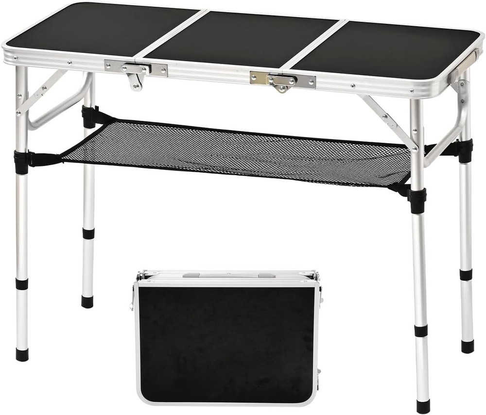 Folding Camping Table Adjustable Height Folding Table Portable Aluminum Small