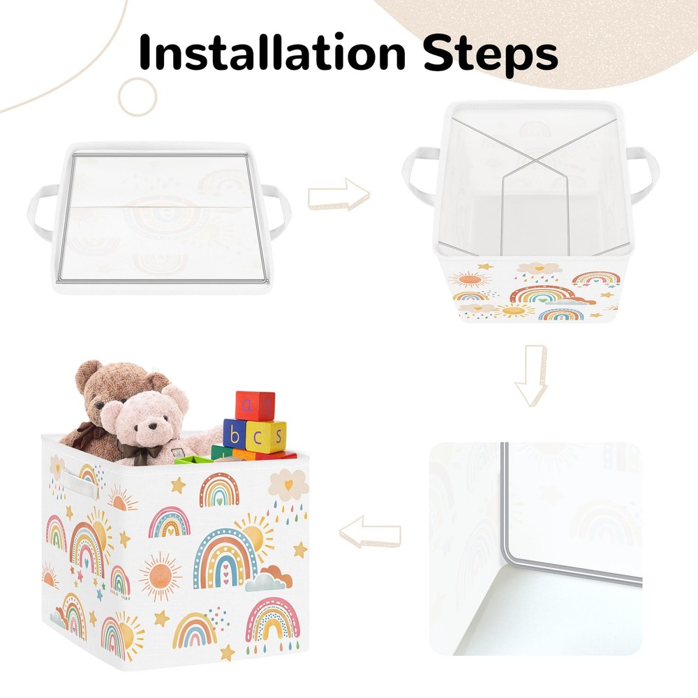 Rainbow Storage Cube Organizer Set Boho Closet Clothes Cube with Metal Frame ...