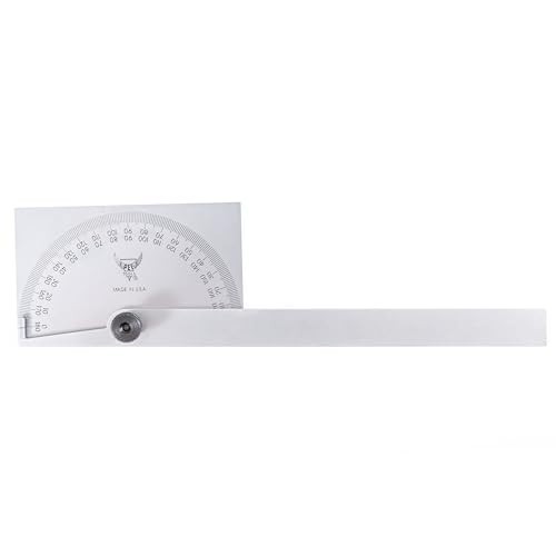 PEC Tools Stainless Steel Angle Protractor 6" Blade, 0-180° Range