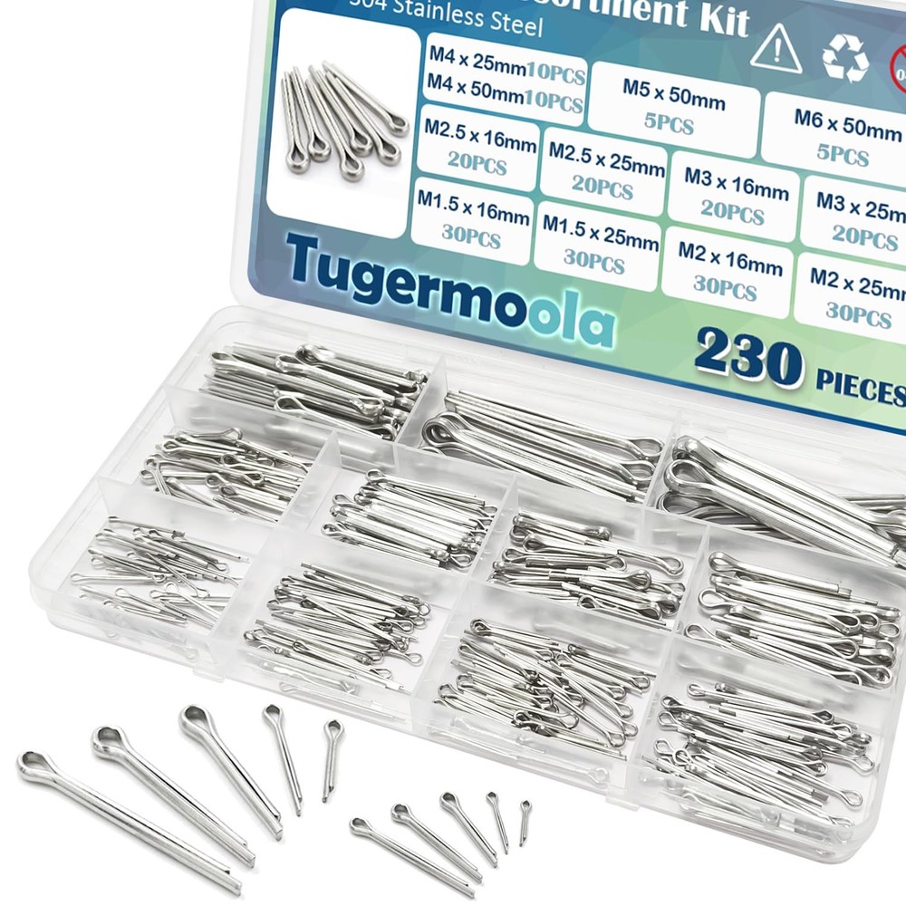 Stainless Split Pins Cotter Kit [230PCS]