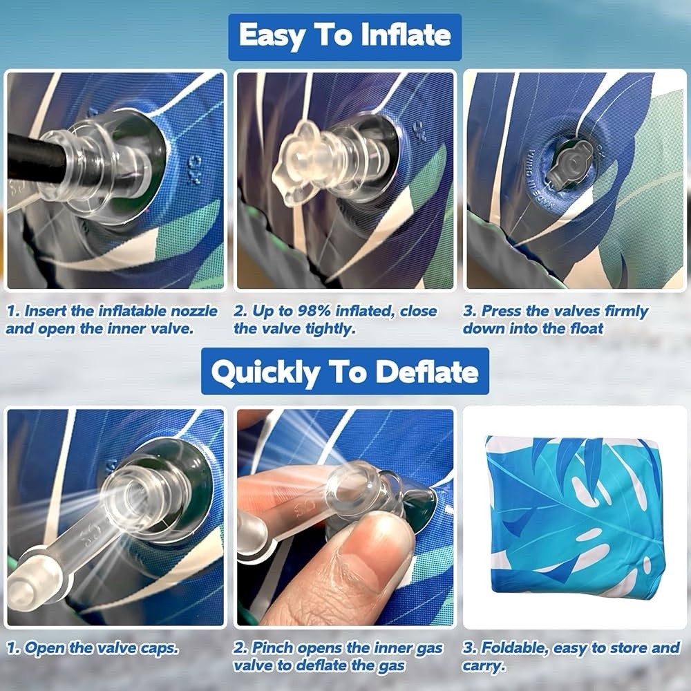 3 Pack Inflatable Pool Float Chairs with Cup Holders & Handles, Mixed Colors