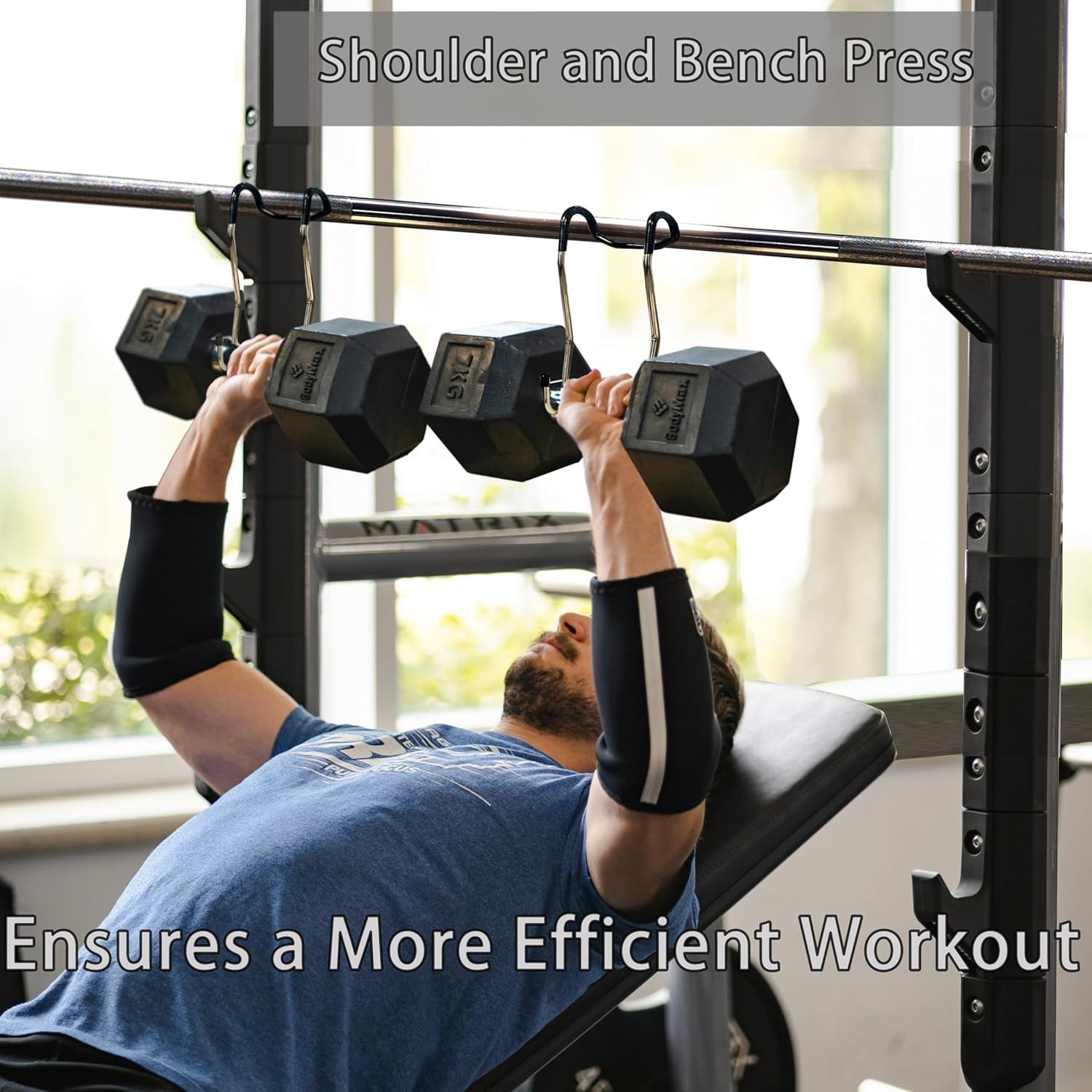 Set of 2 Dumbbell Spotter Hooks - Strength Performance - Barbells Safety Hanger