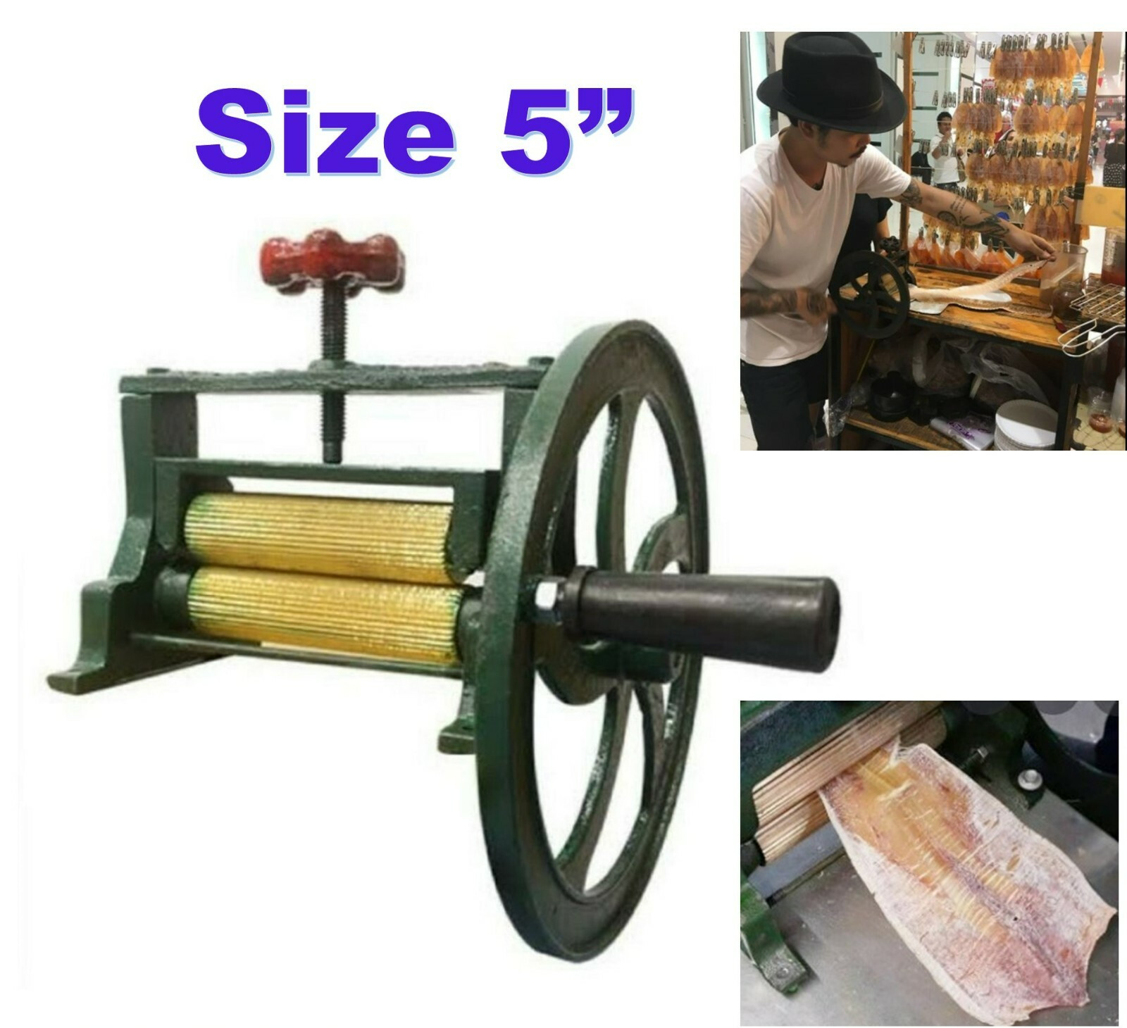 Small Thai Hand Cranked Core for Dried Squid Grinder Sugar Canes Axis Brass