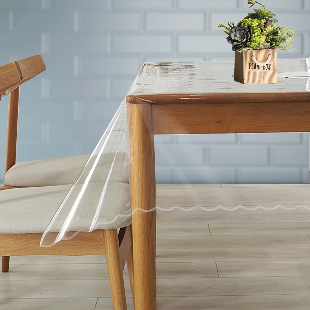 PlentifulHome Clear Rectangular Tablecloth Protector 0.38MM Thick Durable