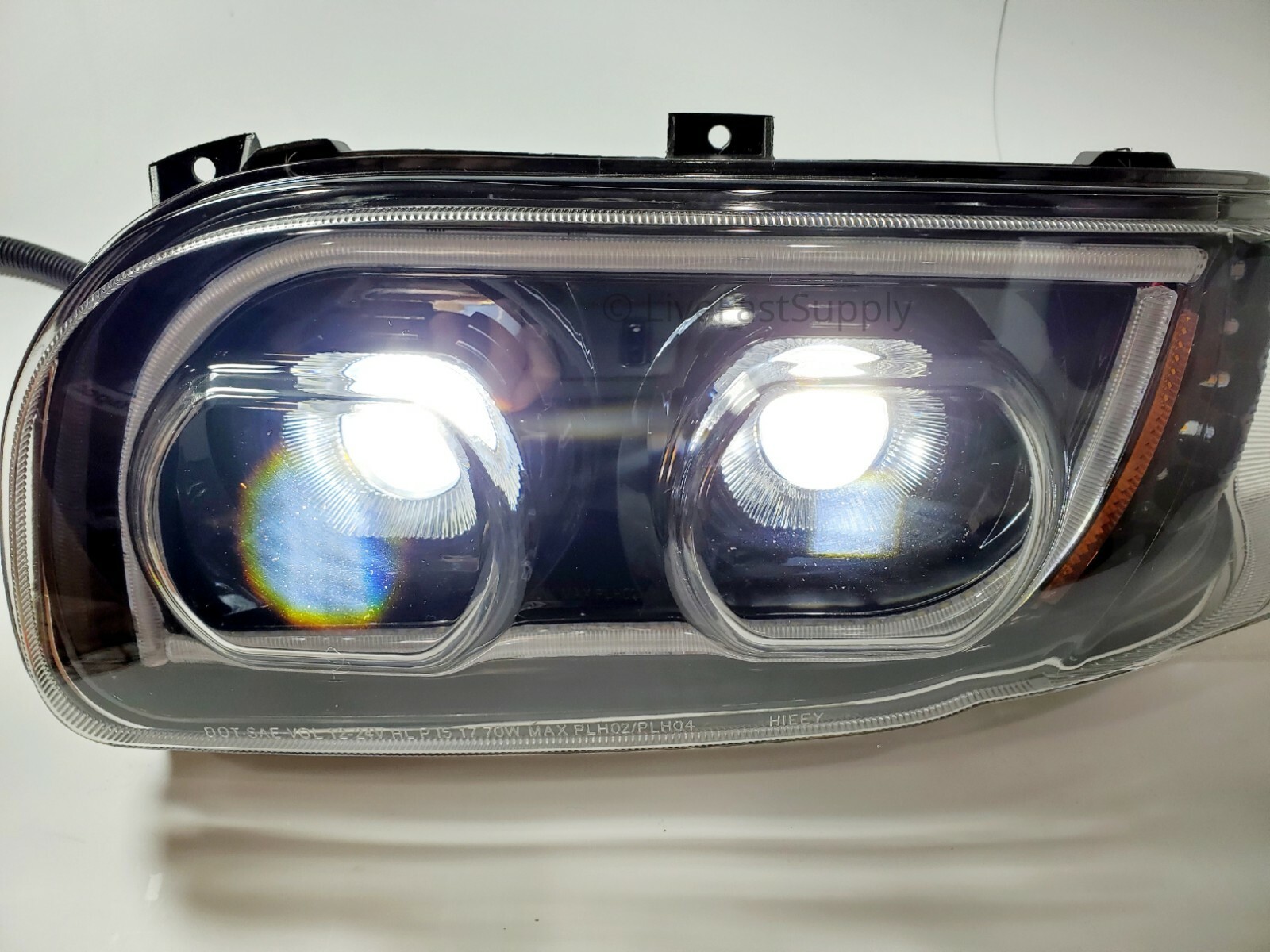 Pair All LED Headlights w/ Dual Function LED Halo DLR for Peterbilt 388/389/567