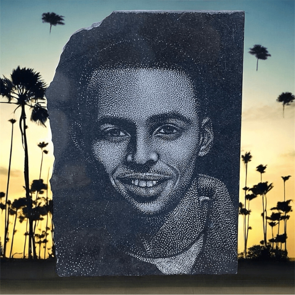 Black Engraved NBA Steph Curry Stone Plaque