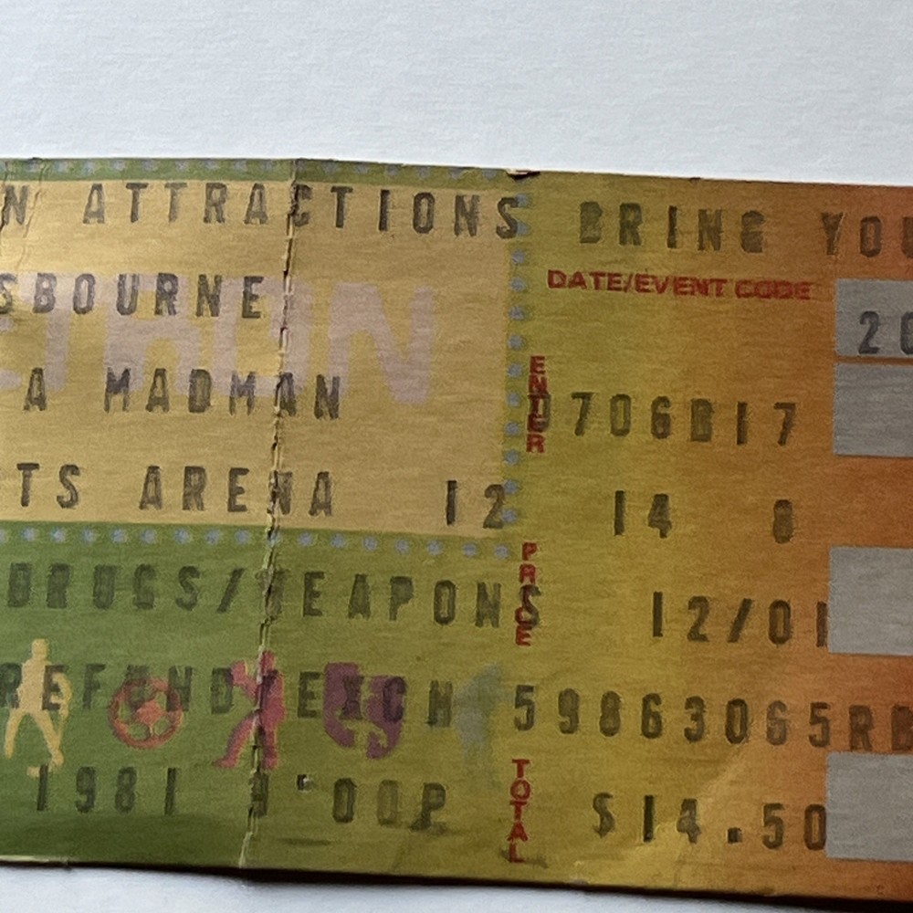 Ozzy Osbourne New Years 1981 Concert Ticket LA Sports Arena