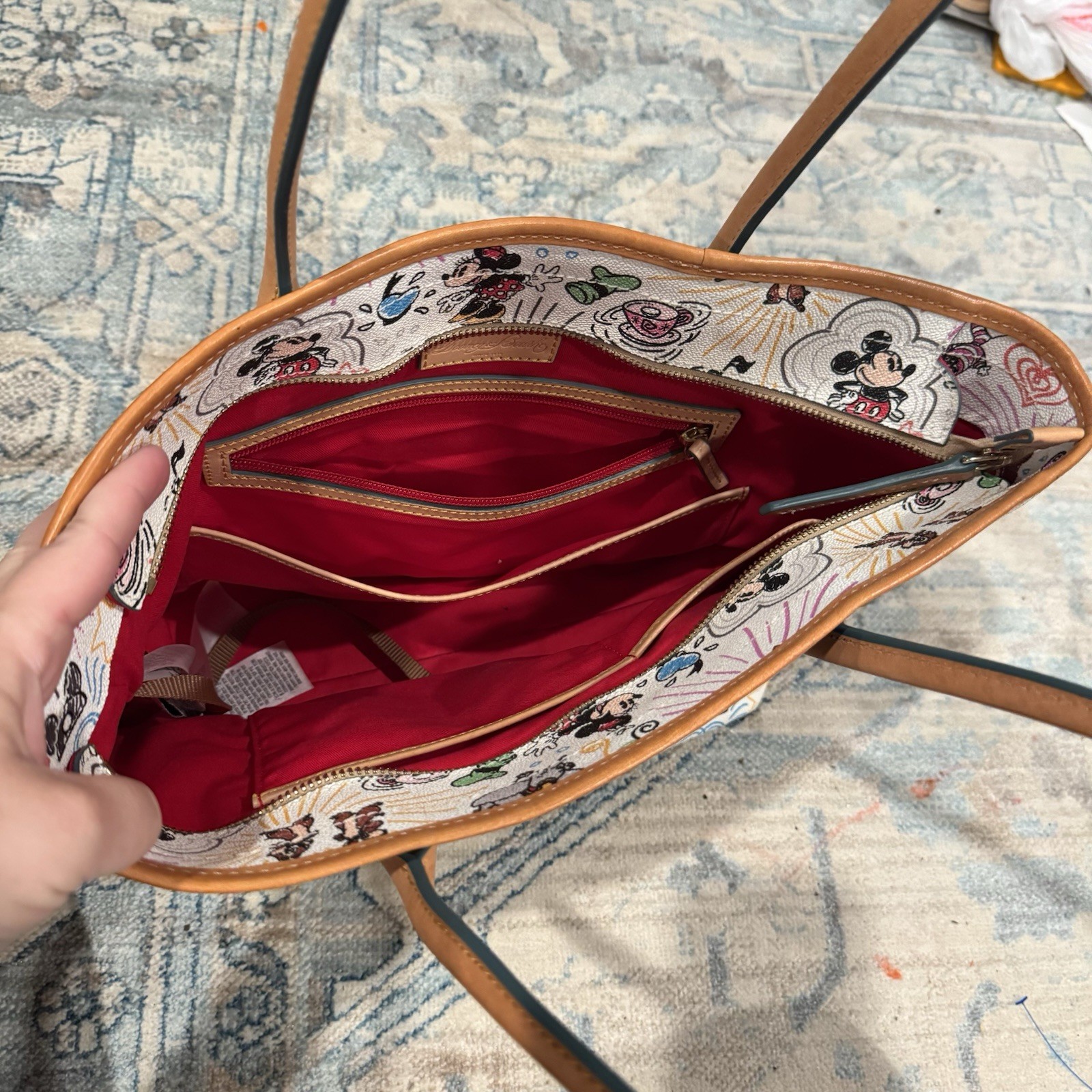 Dooney & Bourke Disney Sketch Mickey & Minnie Mouse Castle Handle Tote Bag Purse